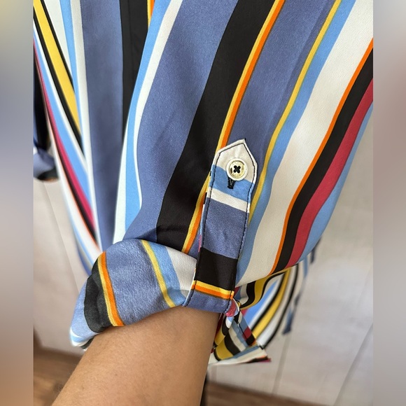 Anne Klein Striped Women Multicolor Blouse Size 10 - Picture 5 of 8